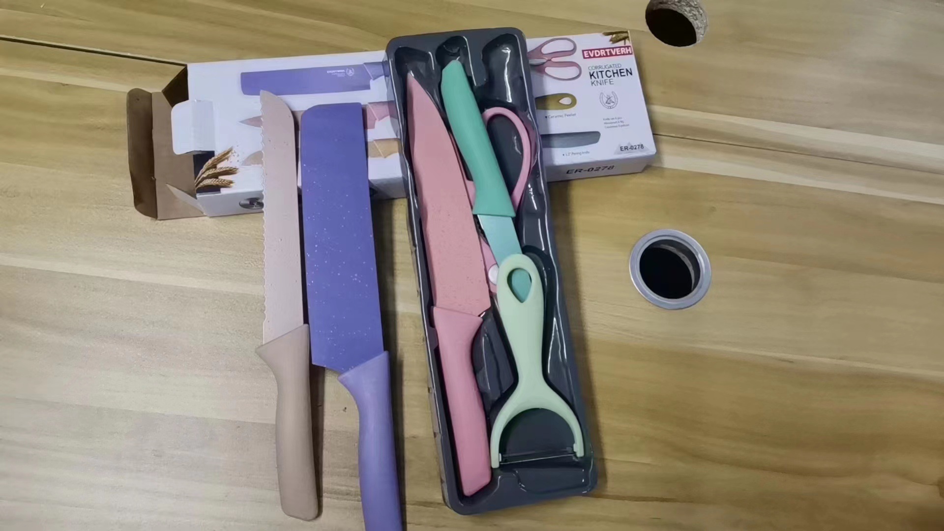 Comercio exterior en stock paja de trigo conjunto de seis piezas conjunto de cuchillos regalo de color hogar cuchillo de cocina Internet traje de cuchillo de la celebridad