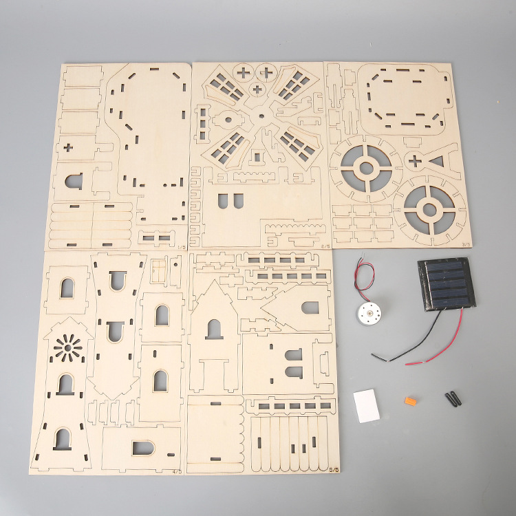 Casa solar Holanda gran molino de viento paquete de material científico tecnología de bricolaje pequeña producción steam material didáctico juguetes para niños