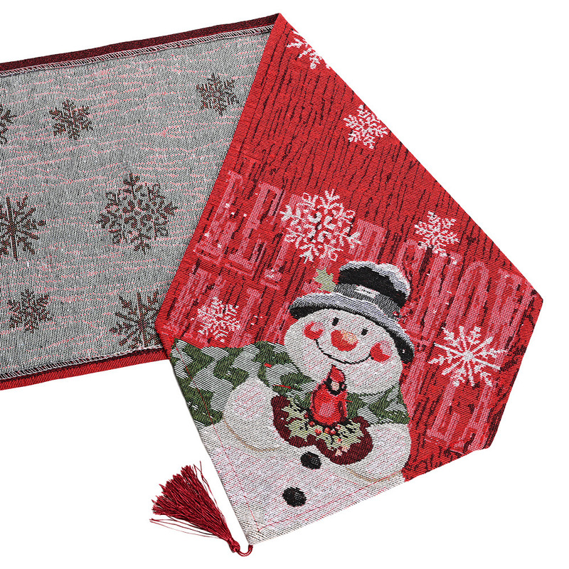 クリスマス新商品 クリスマステーブルランナー 綿麻製 雪だるま刺繍テーブルランナー 家庭用テーブルデコレーション クリスマステーブルクロス|undefined