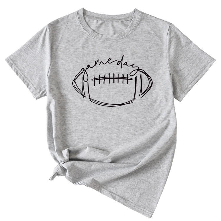 Deseo europeo y americano Amazon Comercio exterior transfronterizo Día del juego divertido rugby patrón casual de manga corta para mujer