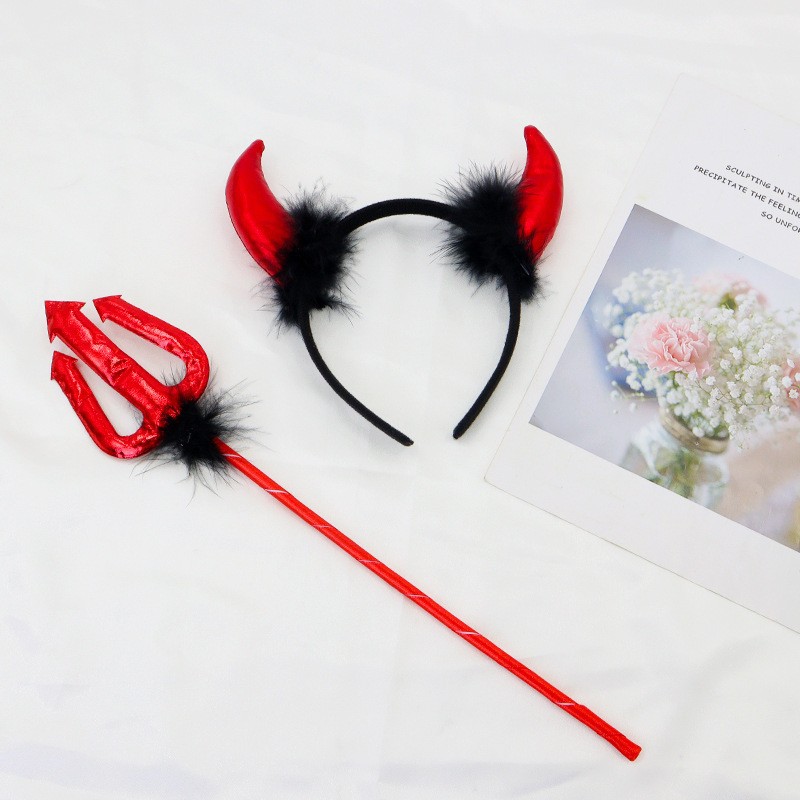Nuevo Halloween de encaje pequeño bastón demonio corno demonio buey corno de cabello transfronterizo para espectáculos de baile props