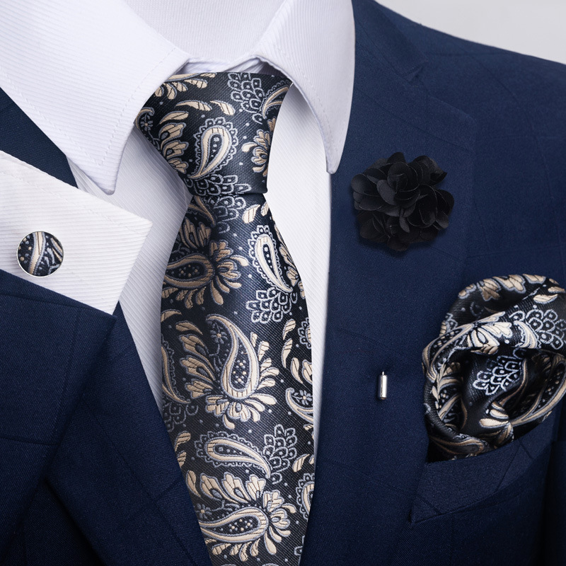 135g Weight Square Scarf, Cufflinks, Tie Classification Polyester Yarn Material Geometric, Stripe, Cashew Nuts Pattern All Seasons Season Men's Gender Commute Style Commute Geometric Stripe Cashew Nuts Polyester Yarn Men's Square Scarf Cufflinks Tie 85