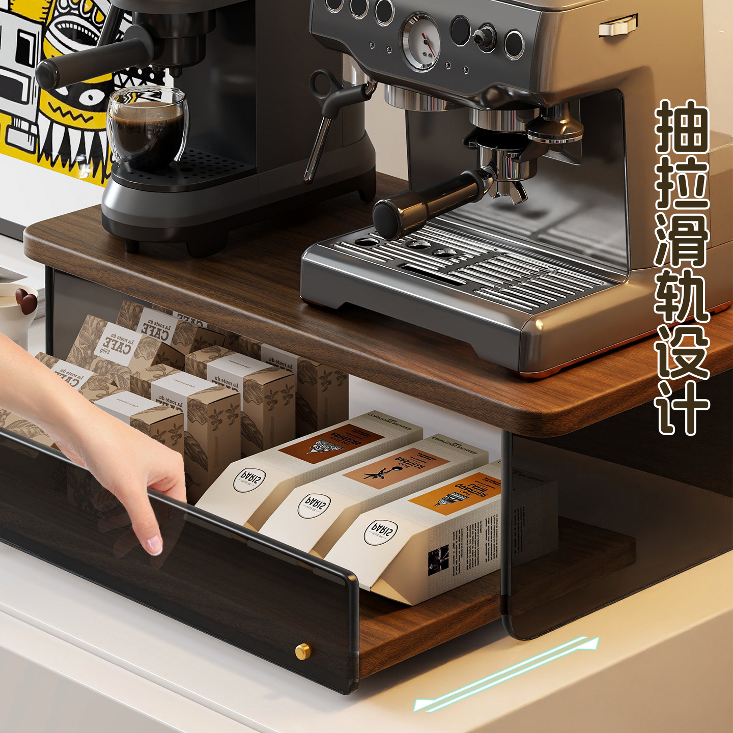 Estante Organizador para Cafetera y Tazas para Escritorio de Oficina