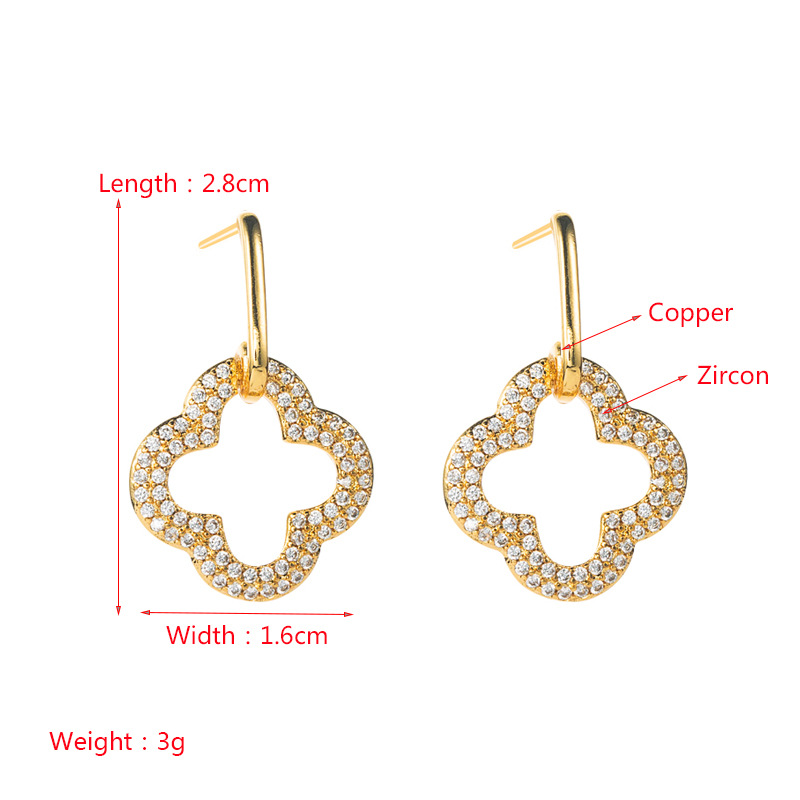 Fashion Gold-plated Copper Micro-inlaid Zircon Flower Moon Shape Earrings display picture 1