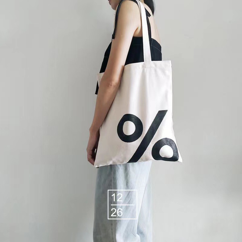 现货阿拉比卡百分号%帆布袋单肩包学生购物旅行包