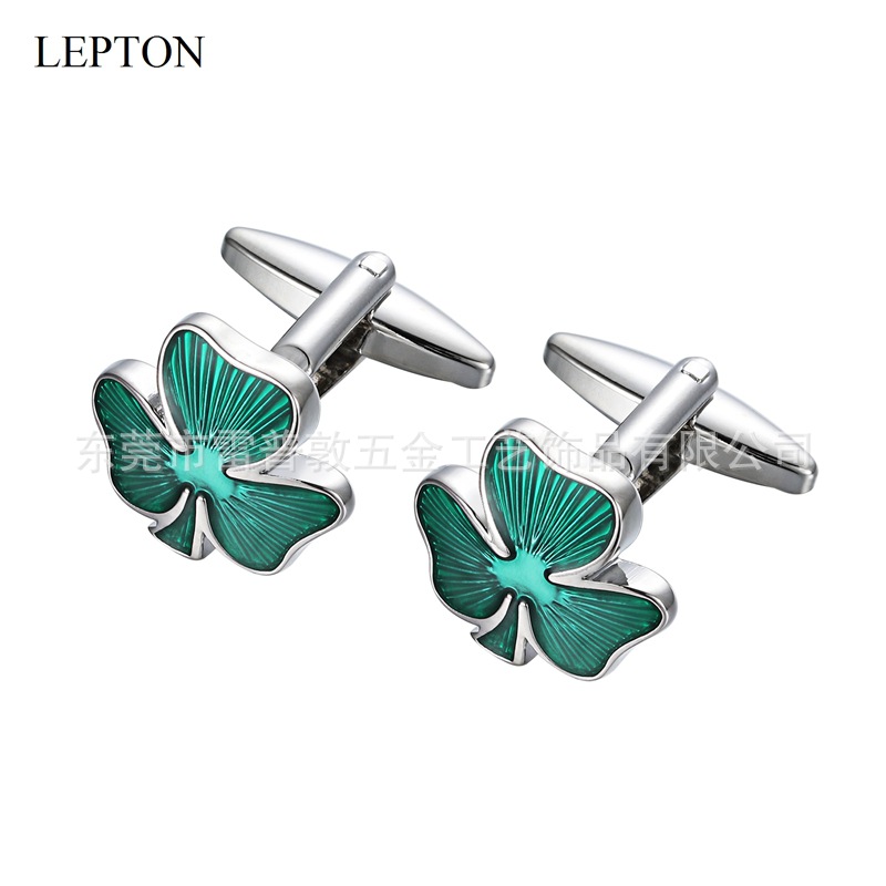 新品法式袖口钉男士幸运三叶草袖扣高品质衬衣商务礼品cufflinks