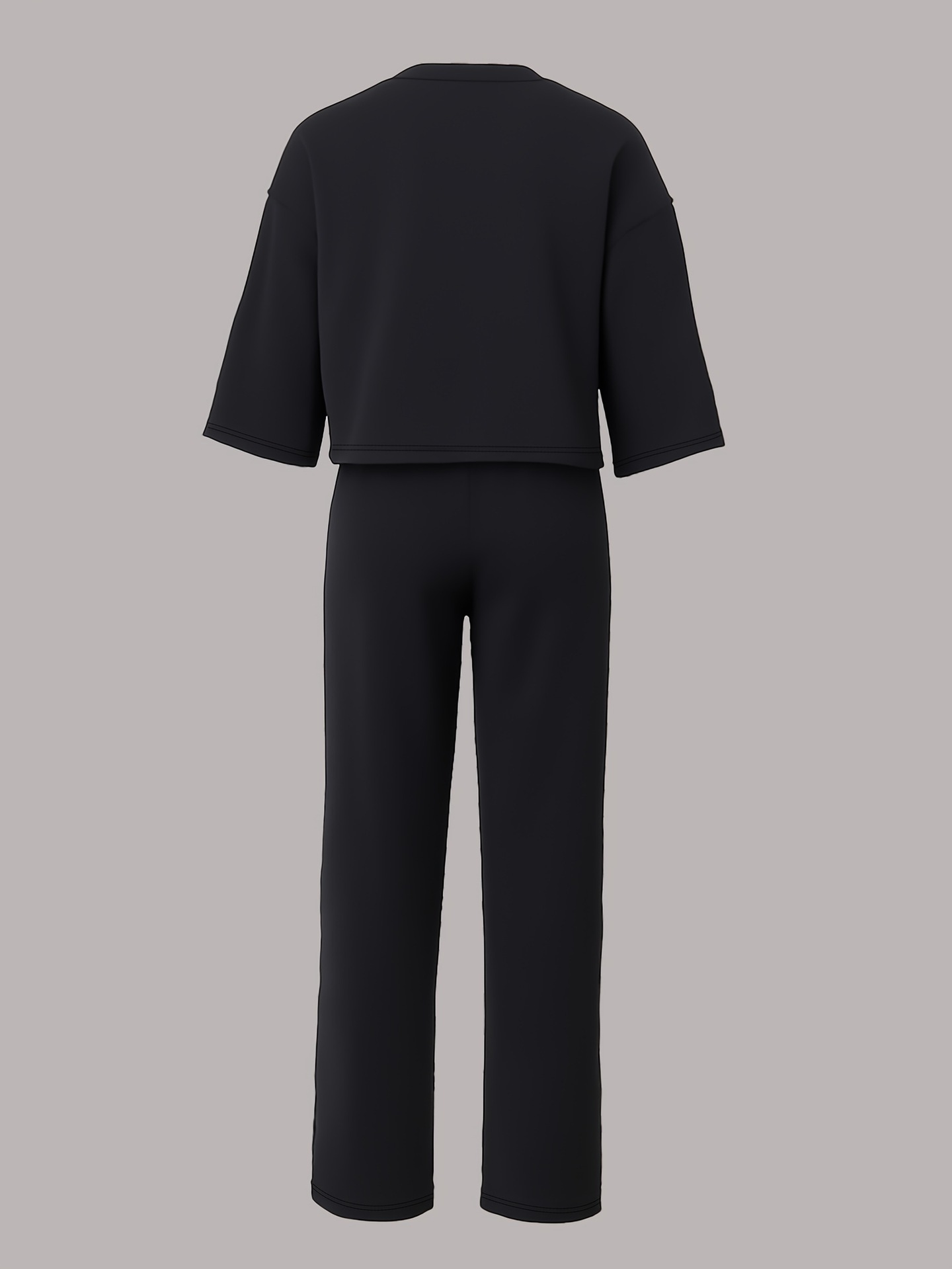Women's Casual Short Sleeve Top With Color Blocking And Straight Leg Pants Two-Piece Lounge Set Versatile For Multiple Occasions_ecoleips.com