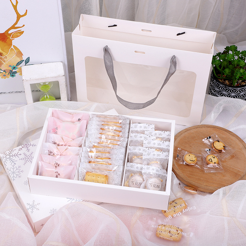 New Year's Christmas Pastry Gift Box Snowflake Milk Date Packaging Box Madeleine Cowboy Cookies Candy Bag Box