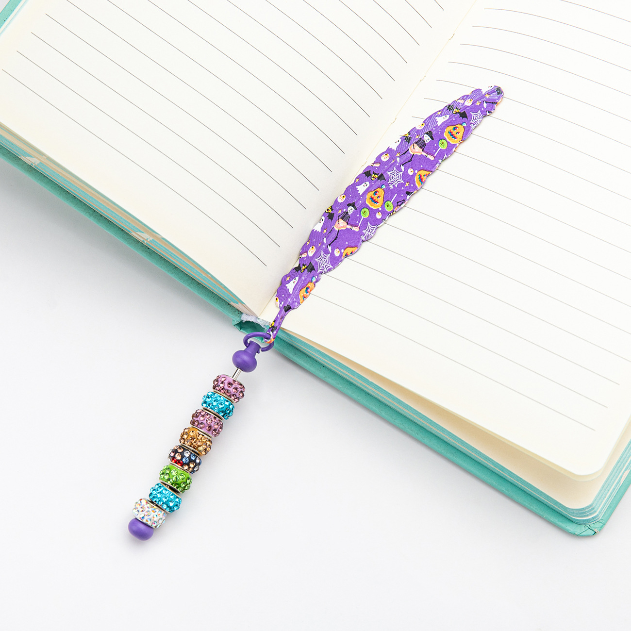 Nuevos marcadores de plumas de Navidad de Halloween hechos a mano DIY cuentas marcadores de metal estudiantes de lectura marcadores de libro