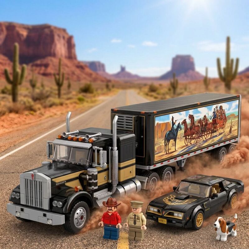 Fashionable and Popular New Product: Police and Truck Robber Movie 49th Anniversary Creative Commemorative Building Block Ornament Toy Factory Fashionable and Popular New Product: Police and Truck Robber Movie 49th Anniversary Creative Commemorative Building Block Ornament Toy Factory