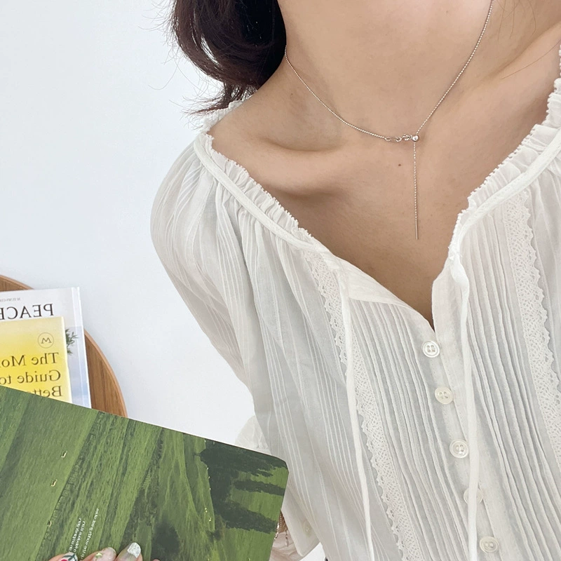 咔诗特 Round beads, box, chain, necklace, Korean style, silver 925 sample