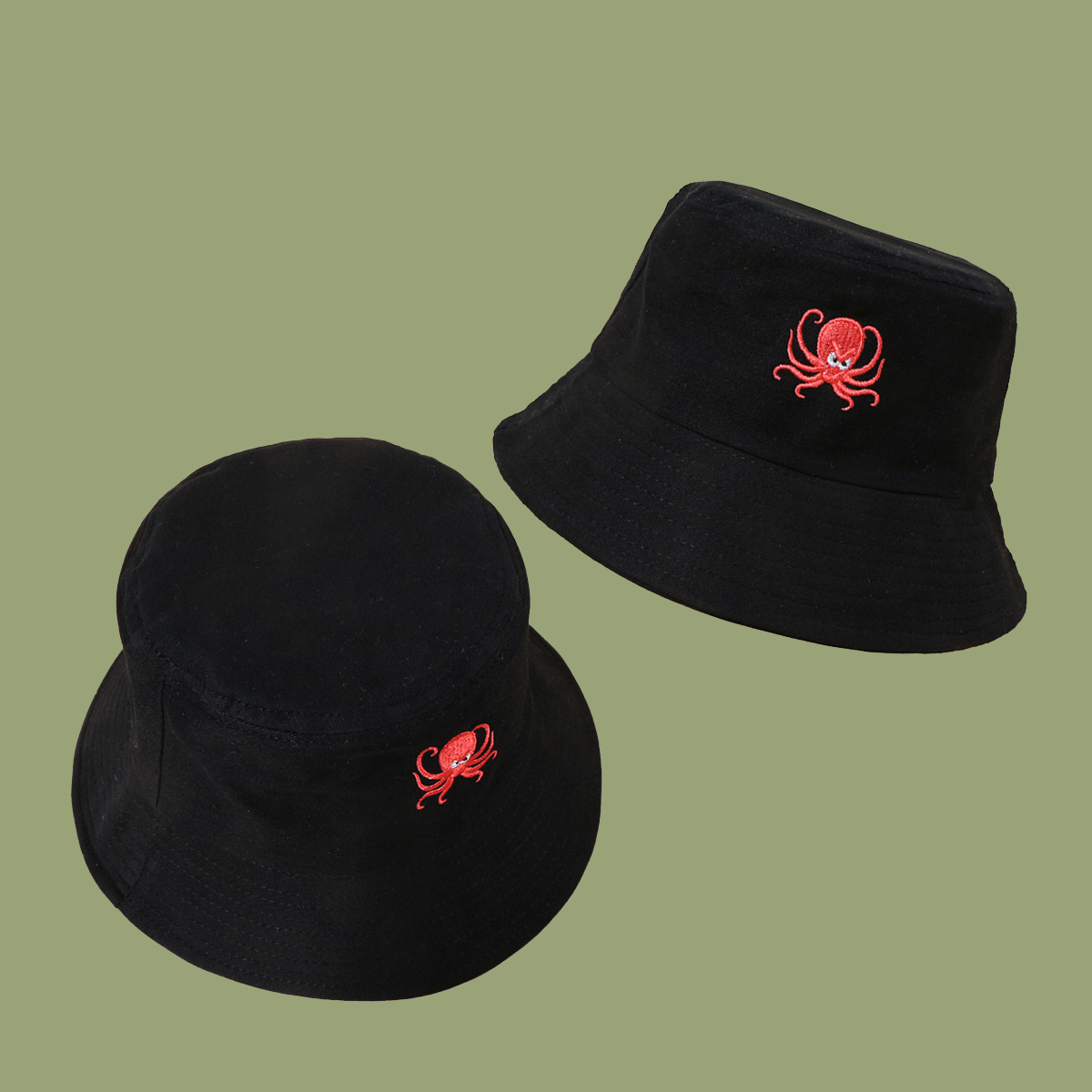 Korean Fashion Style Embroidered Octopus Fisherman Hat display picture 3