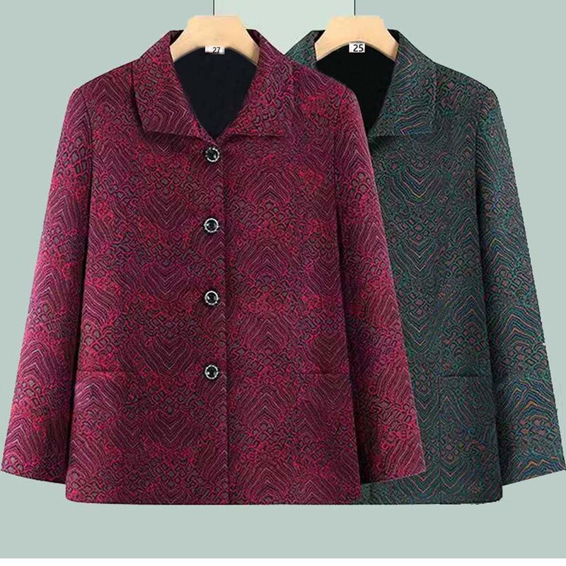 New Style Middle-Aged Women's Outerwear, Spring and Autumn Long-Sleeve Cardigan, Loose-Fitting Tops for Elderly Women [Free Shipping in Some Areas]