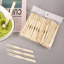 240支一次性竹制水果盘叉子家用蛋糕甜品小叉子儿童独立竹签商用