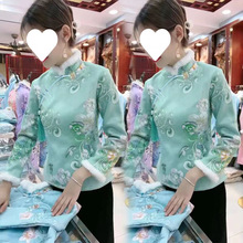 旗袍冬款加绒时尚碎花民族风中式洋气显瘦改良旗袍短款上衣潮