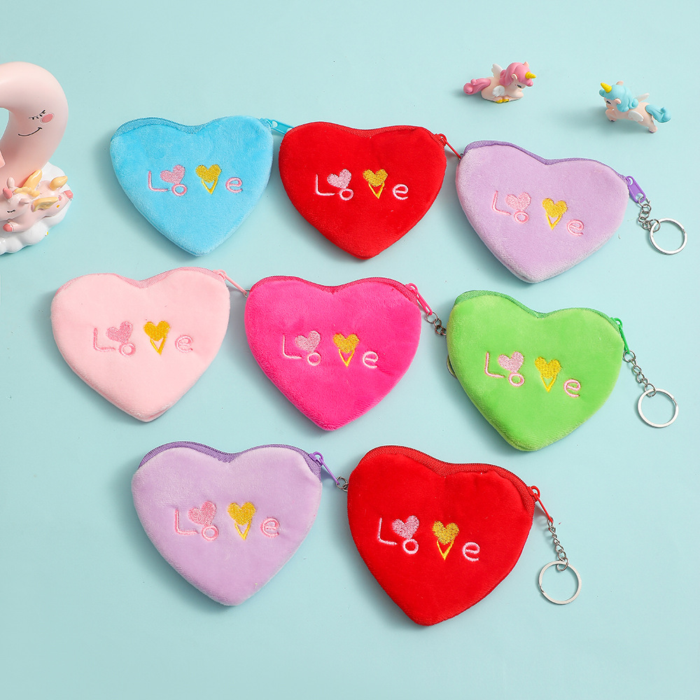 Mujeres Forma De Corazón Franela Cremallera Carteras display picture 2