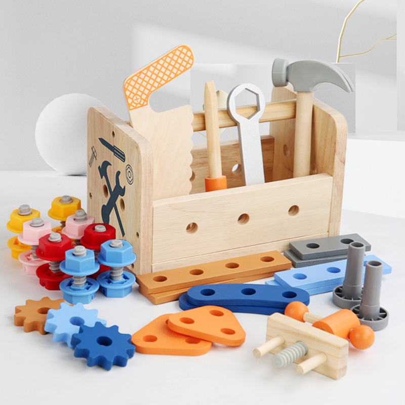 Juguete de destornillador de imitación para niños, juego de herramientas de madera con tuercas y tornillos, regalo para niños.