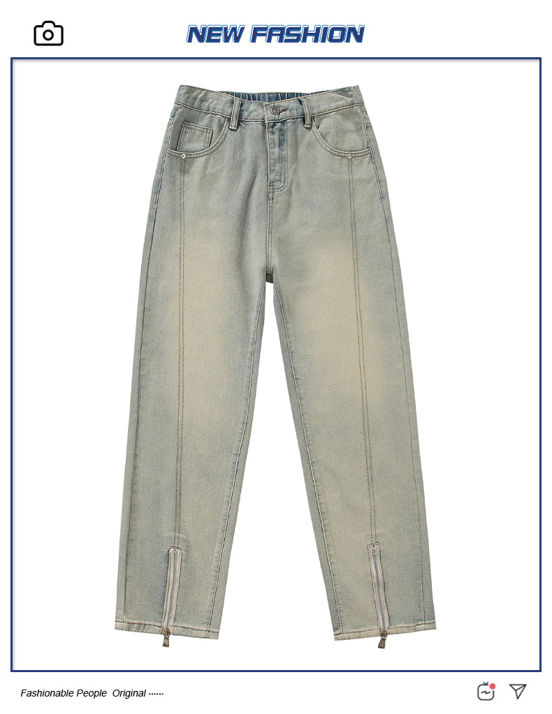 Herr jeans retro lös passform byxor med vida ben höst_voghion.com