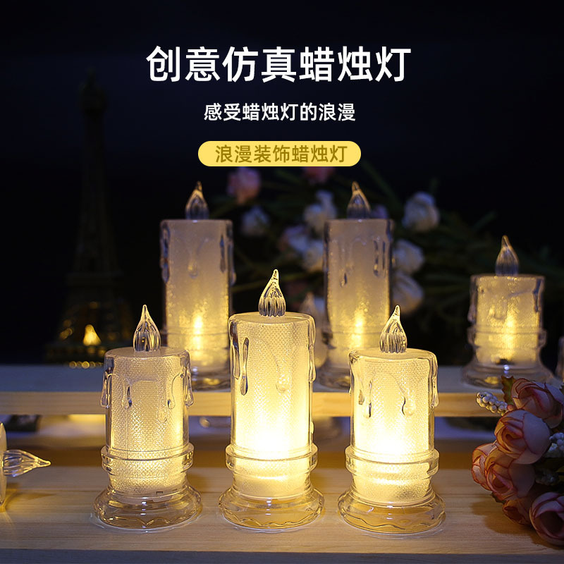 New transparent crying with base simulation LED electronic candle,ins style,lighting creative birthday decoration night light
