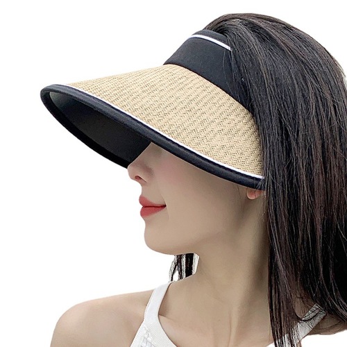 Korean-style Instagram-inspired grass woven sun hat for women, summer simple new sunshade hat, solid color sun hat for dropshipping