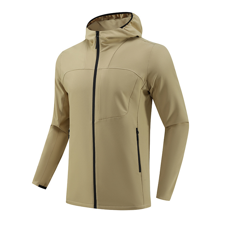 Dijia chaqueta deportiva al aire libre para hombre rápido seco transpirable correr con cremallera con sombrero ropa casual chaqueta de mangas largas abrigo transfronterizo