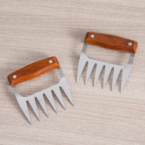 Cross-border wooden handle bear claw meat splitter, stainless steel deli chicken meat tearer, meat loosener, steak and turkey steak