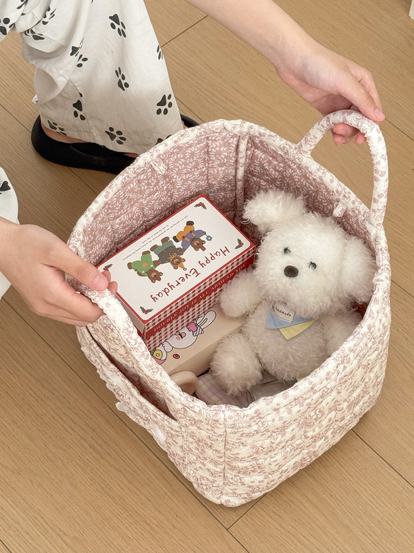 跨境灯芯绒芍药收纳筐新款高颜值小清新家居内衣杂物可折叠收纳篮|undefined