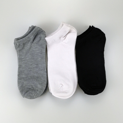 Black, white and gray cheap socks, shallow mouth men's and women's boat socks, individually packaged free socks, casual cotton socks
