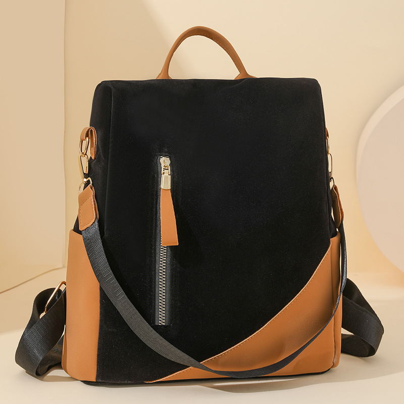 Mochila antirrobo para mujer de nuevo estilo 2024 color de contraste simple mochila multiusos de ocio de cercanías mochila de gran capacidad al por mayor