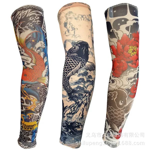 Carp series tattoo sleeves, sun protection arm sleeves, ultra-thin high-elasticity large floral tattoo arm sleeves, ice sleeves