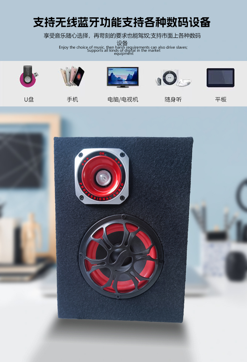 TDR wireless Bluetooth 220V Home speaker Super Bass Car Subwoofer 12V car 24v tunnel audio