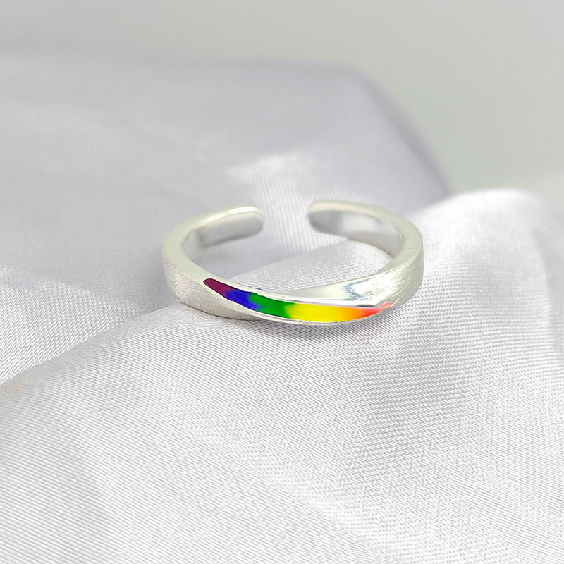 Rainbow Ring Multicolor Gradient Rainbow Ring Couple Wedding Ring Wholesale