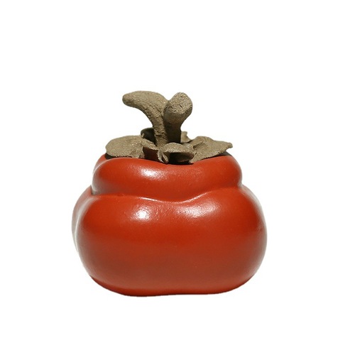 Yixing purple sand tea pet persimmon ornaments tea ceremony tea play can grow sculpture tea set accessories Wanshi Ruyi everything goes well