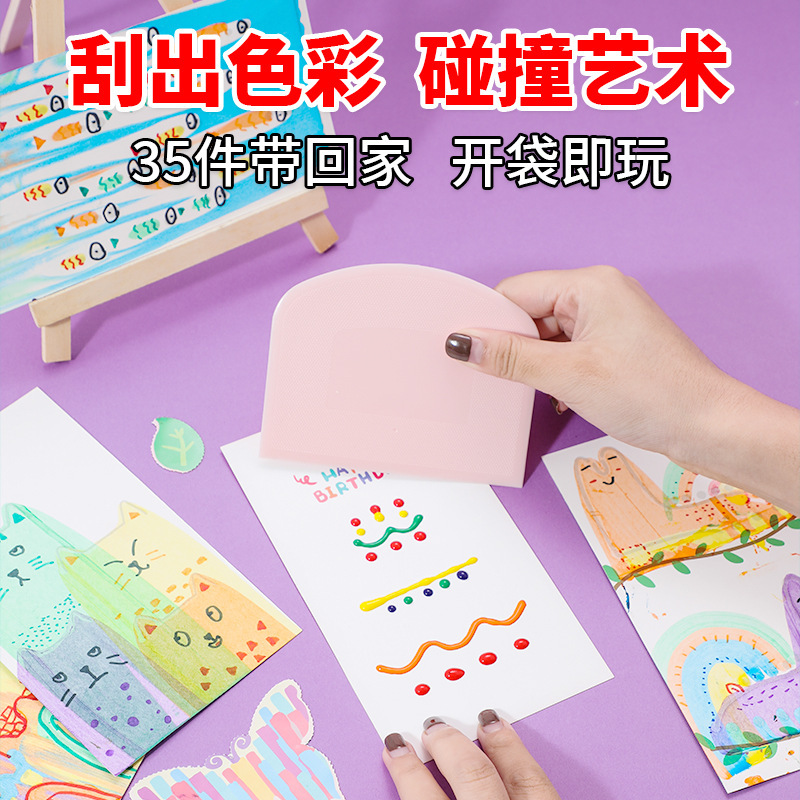 Rainbow Scratch Painting Niños hechos a mano Diy marcadores divertidos Postal Papel de dibujo colorido Estudiantes de primaria Juguetes de jardín de infantes