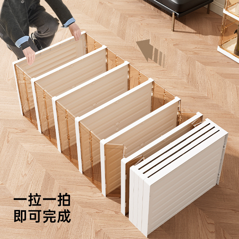 Caja de zapatos de plástico simple a prueba de polvo integrada sin instalación, estante de zapatos plegable transparente multicapa