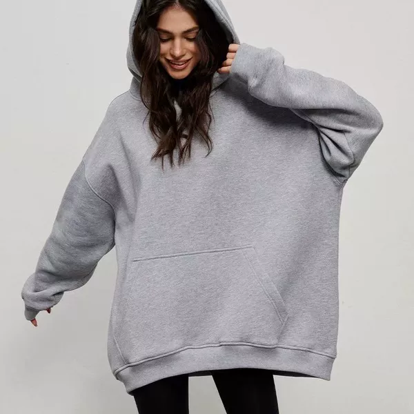 New loose-fitting fashionable autumn and winter pullover hoodie with dropped shoulder sleeves, long-sleeved kangaroo pocket sweatshirt for men and women