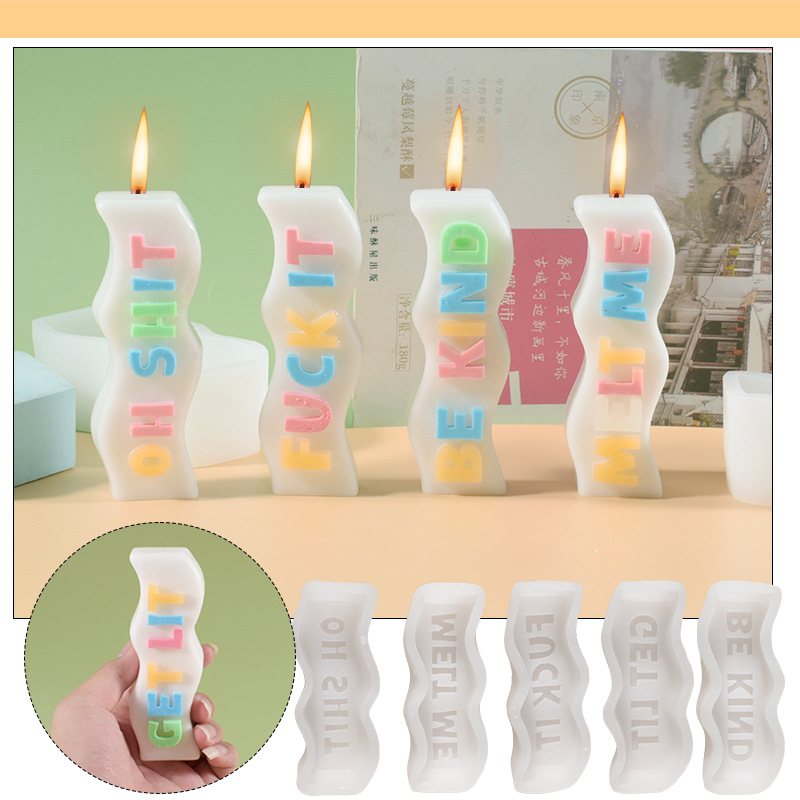 Molde de Silicona con Letras Onduladas de Silicona para Jabón y Velas Aromáticas image 3