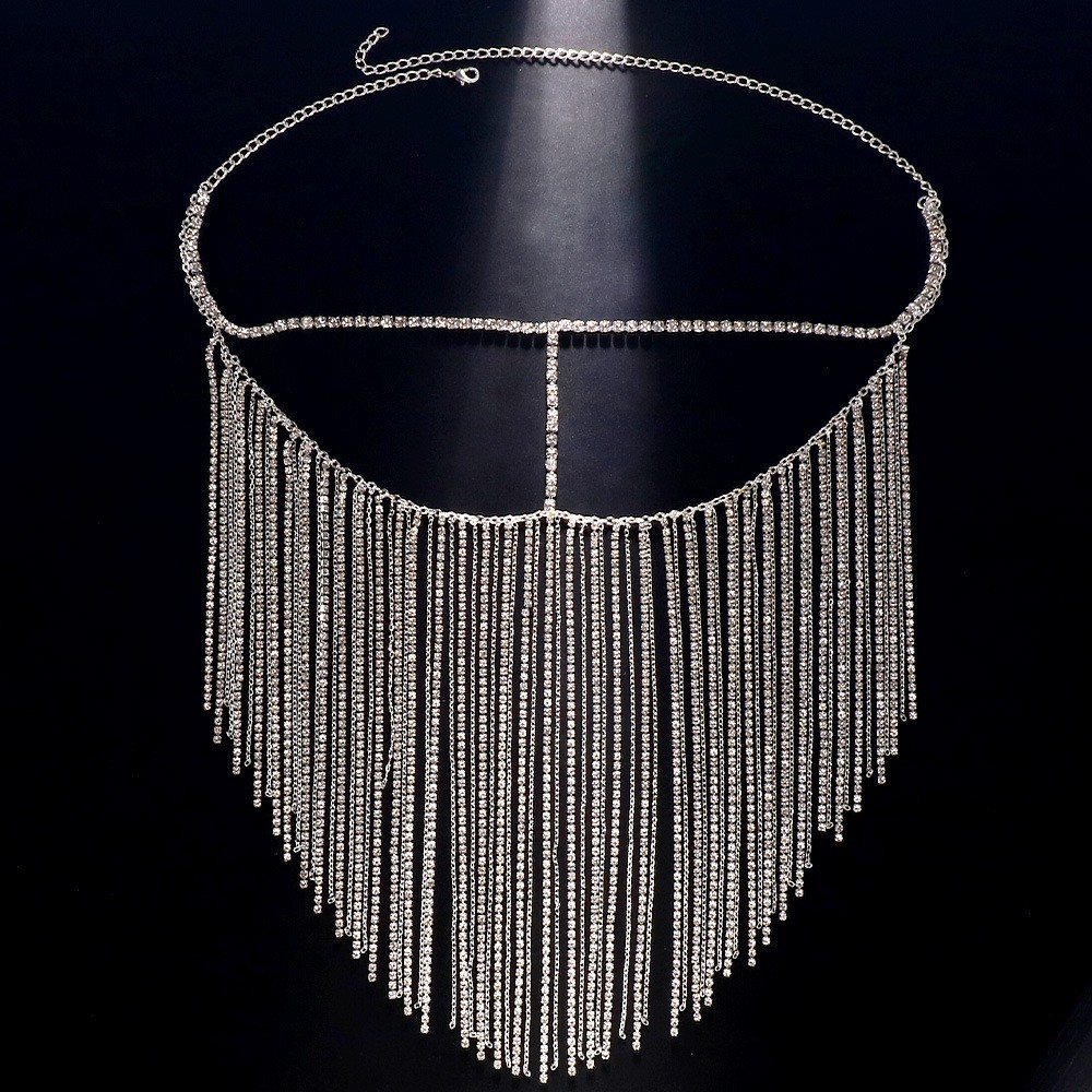 MAC054 Bling Rhinestone Tassel Cover Face Chain Mask1