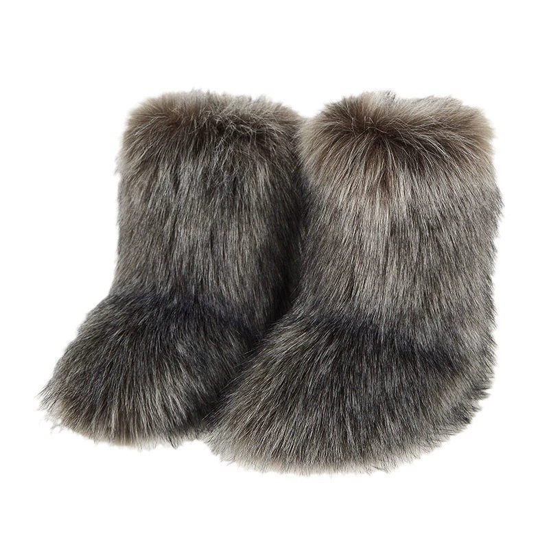Mid‑calf warm boots, European style, high‑quality faux‑fur mid‑length, sizes 36–46