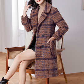 2025复古时尚中年女士羊绒毛呢大衣新款气质百搭韩版修身呢子外套