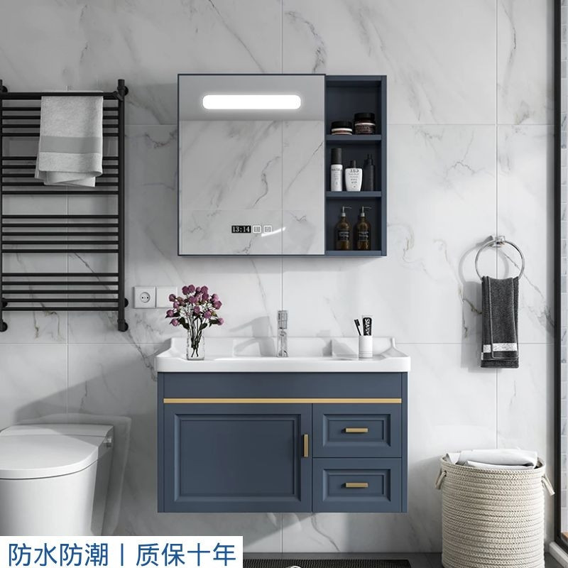 Shiyi gabinete de baño combinación de baño moderno simple pequeño apartamento lavabo espacio de aluminio mesa de lavado lavabo