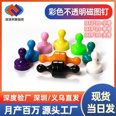 D12*20不透明小號強磁圖釘 彩色塑料教學辦公白板圓形強力磁圖釘