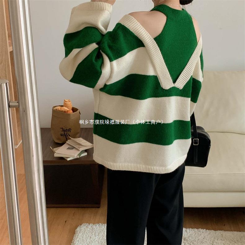 24 invierno Puyuan ropa privada de mujer de cachemira cuello grueso cuello colgante suéter suelto