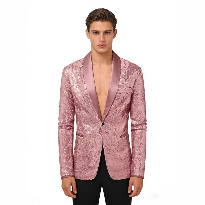 Cross-Border Wholesale New Sequin Suit Jacket European and American Men's Nightclub Performance Jacket Banquet Performance Dress Multi-Color