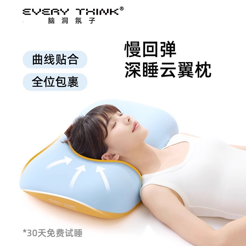 Everythink Cloud Wing Pillow Partitioned Side Sleeping Neck Pillow Cervical Spine Memory Foam Pillow Deep Sleep Companion Pillow