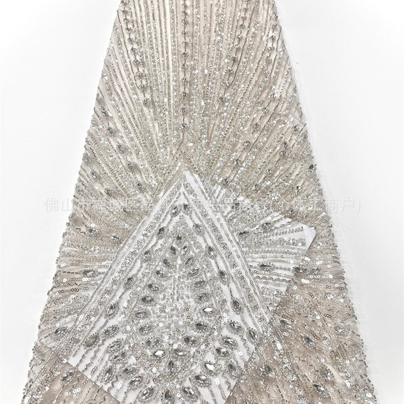 Vertical V radiante tubo de diamante de plata tela de malla de tela de vestido delgada larga cortar al por mayor
