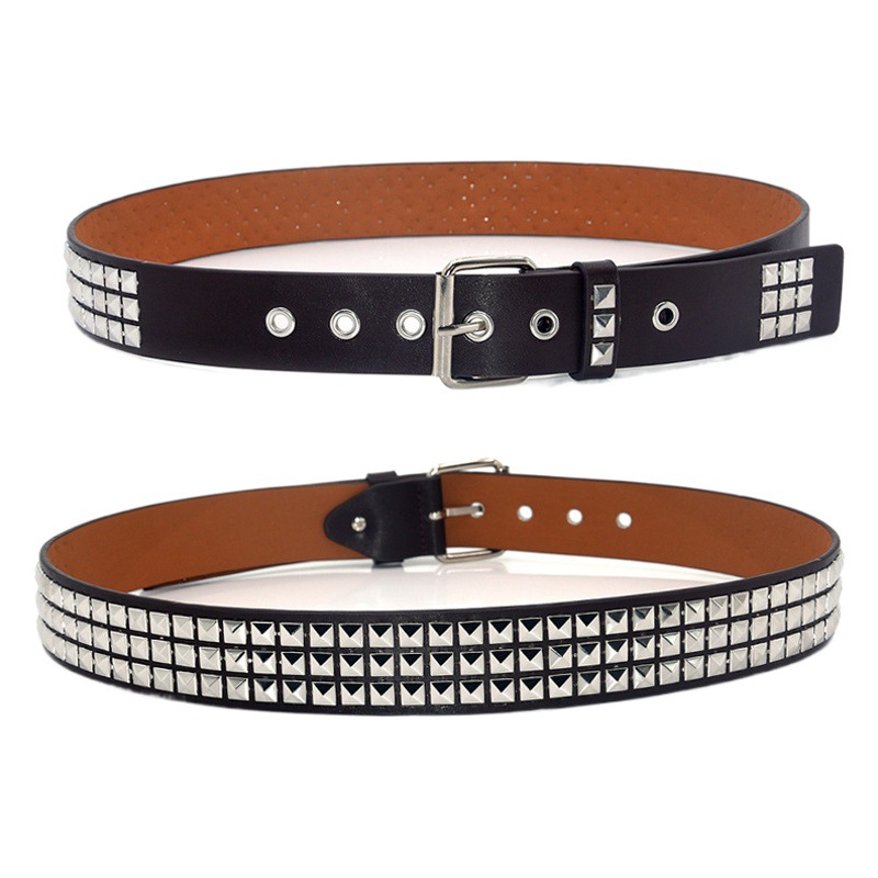 Cinturón de hombres punk europeo y americano cuentas cuadradas pirámide remache Cinturón agarrar cuentas pantalones de hombres y mujeres cinturón transfronterizo