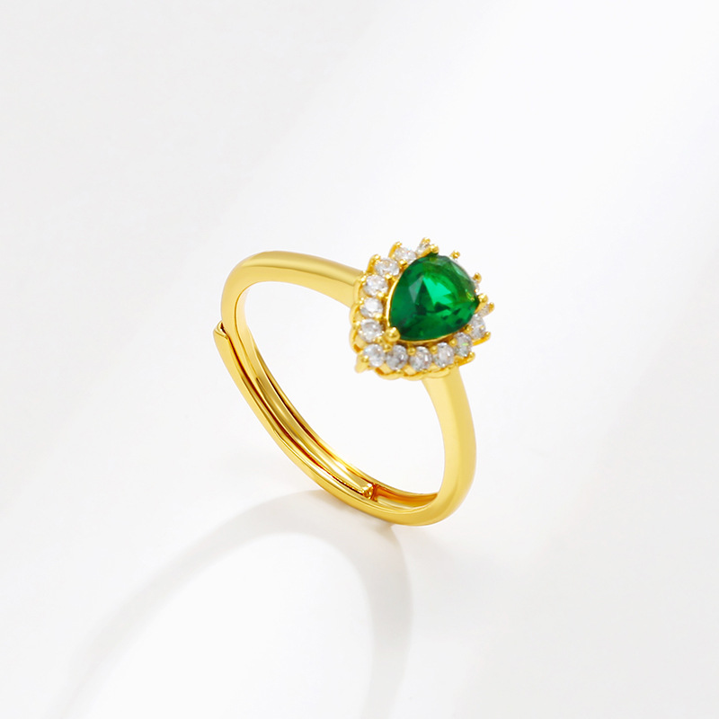 Xuping joyería serie de gota de agua anillo esmeralda nicho de lujo ligero retro anillo de alta sensación