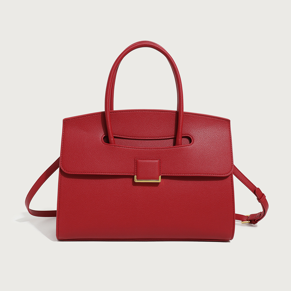 Cross-Border Women's Briefcase Commuter Textured Genuine Leather Original Niche Tote Bag Large Capacity Simple Handbag - Thumbnail 7