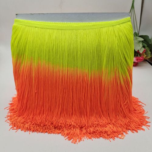 10yard ombre color fringe trim for DIY sewing dance costumes 20 cm wide double color nylon line gradient encryption evening party daily wear garment handmade accessories